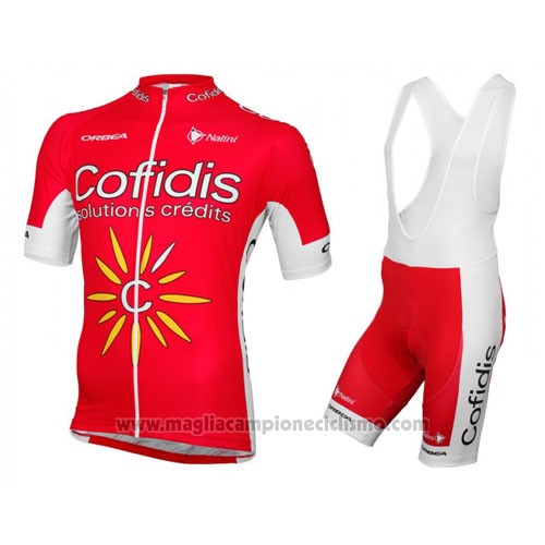 2016 Abbigliamento Ciclismo Cofidis Rosso e Bianco Manica Corta e Salopette